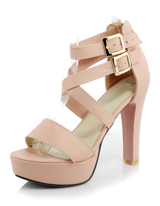 Sandales à plateforme chic fermé Criss-Cross Open Toe PU cuir femme