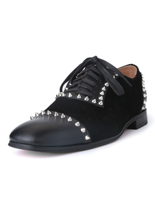 Spike hommes chaussures pieds carrés lacets chaussures occasionnelles avec Rivets