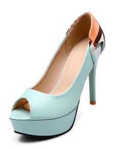 Blanc impression Peep Toe plate-forme PU sandales pour femmes