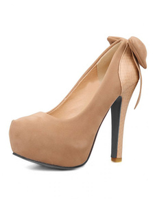 Abricot monogramme Suede plate-forme pompes pour les femmes