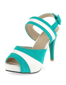 Peep Toe PU cuir escarpins couleur bloc sandales à plateforme pour femme