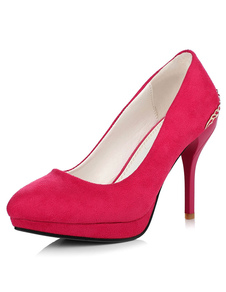 Chaussures à talons aigus en cuir poncé mocassin