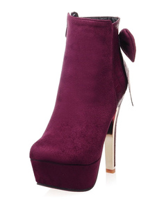 Bottes à bout rond zip en micro daim