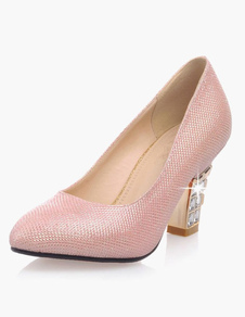 Escarpins à talons épais Paillette talons couverts avec strass