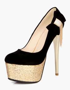 Chaussures de mariée à talons en micro daim avec noeud talons couverts