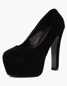 Escarpins à plateforme à talons épais en micro daim mocassin