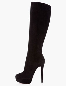 Bottes chic à talons aigus en micro daim noir