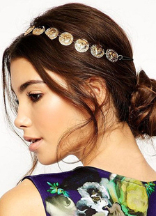 Accessoires pour cheveux métal modèle disque d’or Hairband