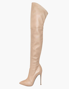 Bottes à bout pointu zip en PU beiges