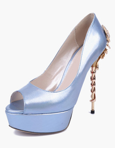 Escarpins plateforme talons aigus verni mocassin