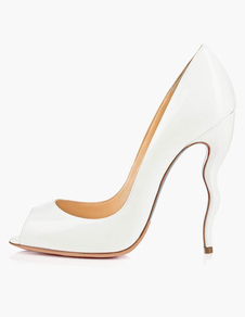 Chaussures bout ouvert talons originaux blanc mocassin