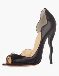 Chaussures bout ouvert talons originaux noir mocassin