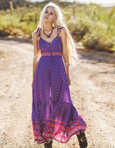 Fleur de mousseline de soie robe Grace plage de Bohême imprimé motif Backless robe d’été