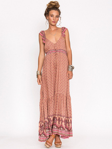 Fleur de Grace robe Maxi Beach imprimé motif Backless été en mousseline de soie robe