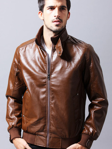 Veste aviateur mince en PU unicolore