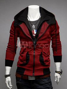 Assassin's Creed Desmond sweat rouge à la mode en coton multicouche et col à revers