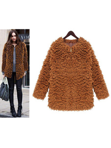 Manteau en fausse fourrure avec poches surdimensionné