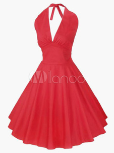 Élégente robe vintage sexy col V serre-taille de fête