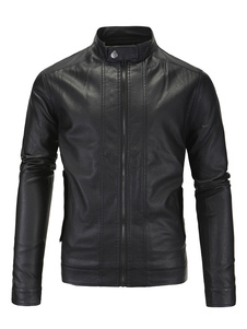 Veste en PU col roulé pour homme