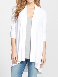 Gilet blanc haut bas manches longues plissé Casual féminine Outwear