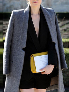 Oversize manches longues laine grise manteau féminin Slim Fit à la palangre Coat
