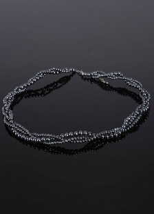 Vintage Collier perles grises bijoux perlés Triple de mariage tordu collier mariée