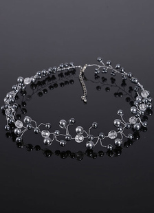 Mariage claire collier Vintage perles grises bijoux faits à la main de perles collier mariée