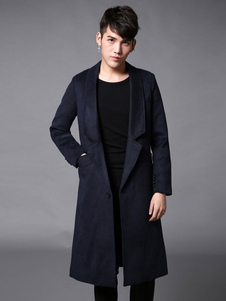 Coton manteau Camo Turndown Collar manches longues avant Long manteau boutonné hommes