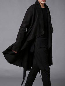 Turndown Collar manches longues coton veston Cardigan manteau masculin noir