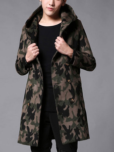 Manteau Camo hommes à capuchon Long Manche Slim Fit coton manteau avec boutons