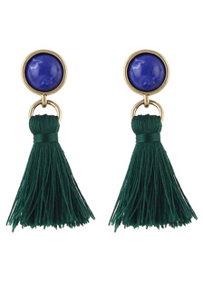 Boho Drop boucles d’oreilles vert métal détail Dangle boucles d’oreilles avec frange pour femme