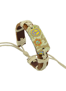 Simili cuir Bracelet métal détail en couches Bracelets marron des femmes