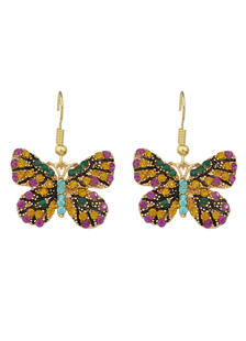 Dangle Earrings multicolore strass papillon femmes boucles crochet d’oreilles