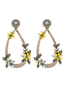 Boucles d’oreilles Boho rose fleurs strass boucles oreille