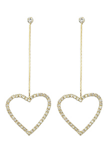 Alliage strass coeur forme boucle d’oreille or Drop boucles d’oreilles féminines