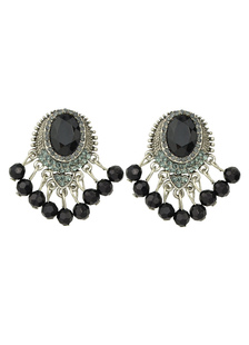 Oreille de la femme veste noire strass rond Dangle boucle d’oreille