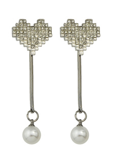 Dangle perle boucles d’oreilles strass coeur Stud Earring