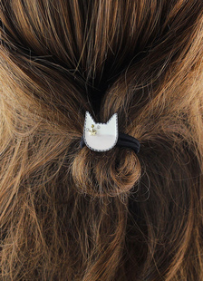 Blanc Tie chat mignon en relief élastiques accessoires pour cheveux