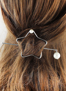 Argent Clip Barrette perle étoile métal minimaliste accessoires pour cheveux