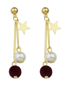 Ture rouge perle boucle d’oreille en métal boucles d’oreilles étoiles féminines en détail