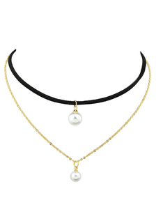 Collier perle collier Gold Chain collier incrusté de pierres précieuses de la femme