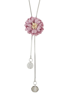Rose collier fleur détail métal pendentif sautoir