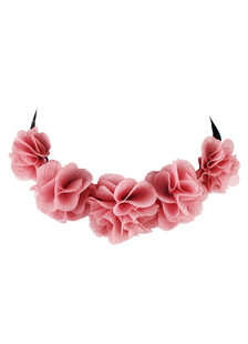 Fleur rose collier tour de cou Cordon simili cuir