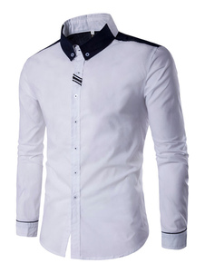 Chemise blanche manches longues bouton hommes Up chemises sport 2 couleurs