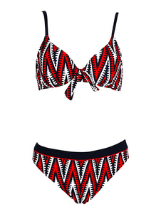 Floral Bikini Set maillot de bain rouge imprimé féminin Beach 2 pièce