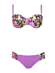 Bikini violet Set Floral imprimé Underwire Beach maillots féminin en 2 parties