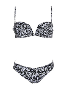 Bikini léopard noir figurant imprimé sans fil Triangle Beach maillot de bain femmes de 2 pièces