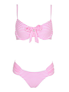 Plage Bikini Set maillot de bain féminin rayé fushia d’armatures en 2 parties