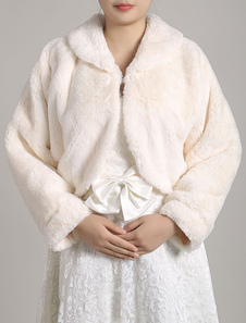 Fausse fourrure mariage veste manches longues Shrug parti avant fermoir mariée boléro