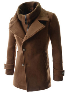 Hommes manteau d’hiver amovible bouton Oblique Cuff bracelet manches longues Casual manteau et veste